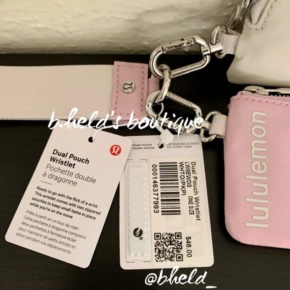 lululemon Dual Pouch Wristlet in White Opal/Pink Peony OS Brand New NWT - Picture 2 of 15